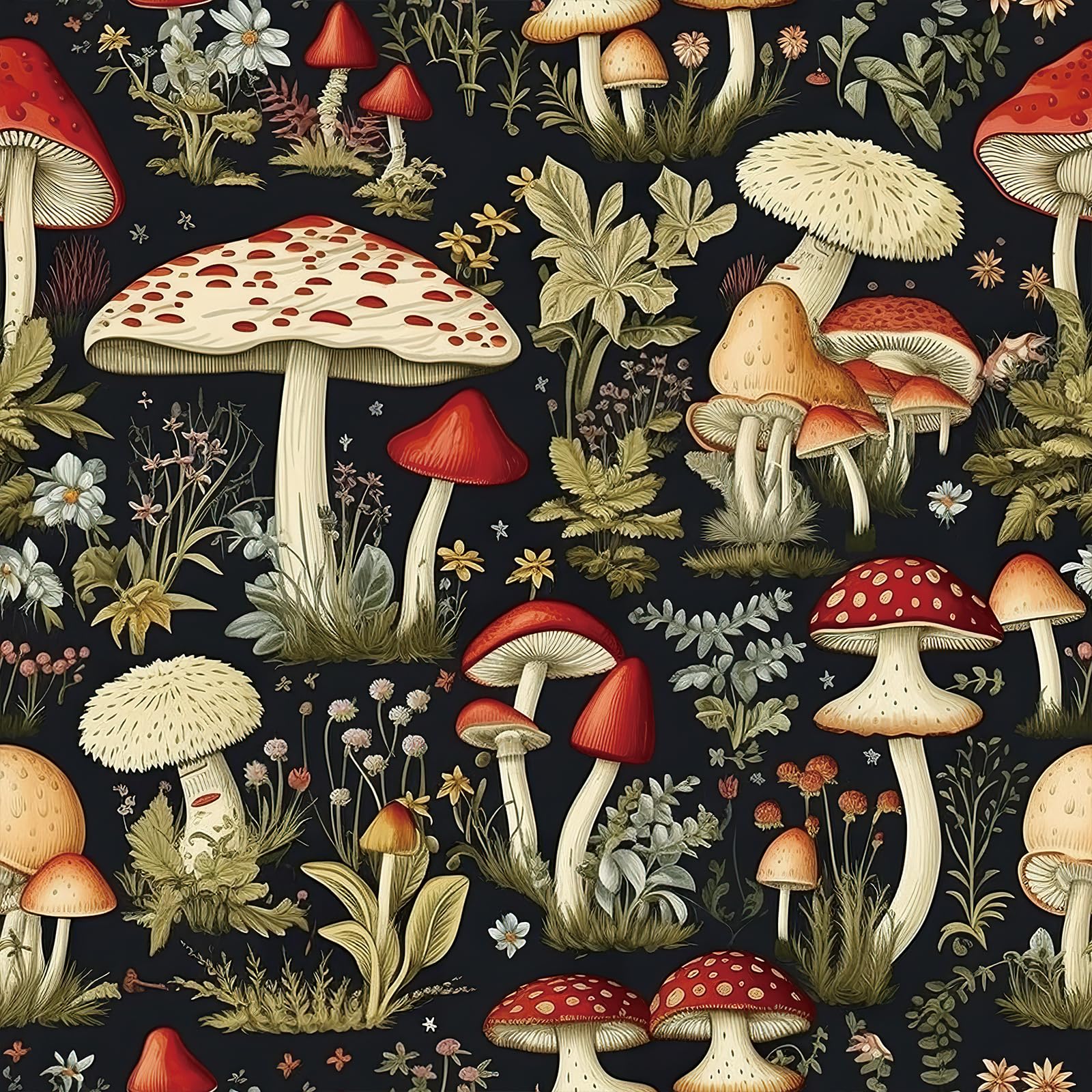 Papier peint champignon repositionnable pour rénovation mur