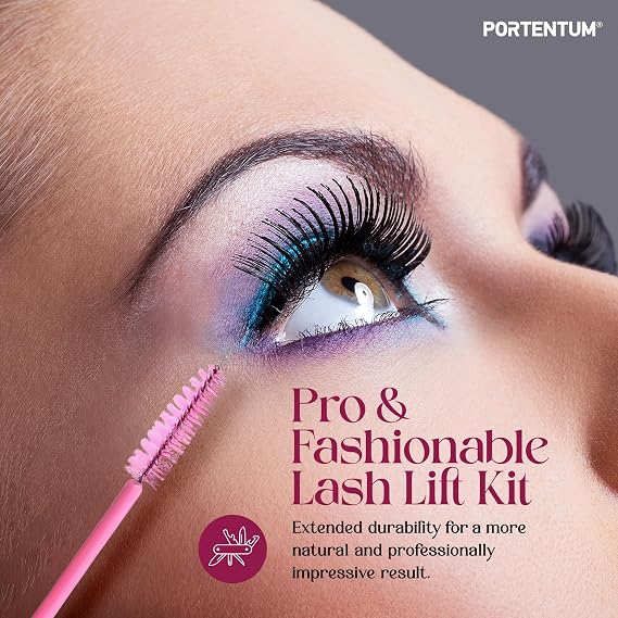 PORTENTUM Eyelash Lift Kit - 2026 Updated Lash Lift Kit - Professional Semi-Permanent Curling Eyelash Perm Kit - Suitable for Salon and Home Use