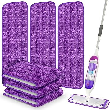 Reusable Mop Pads Compatible with Swiffer PowerMop, Microfiber Pads Refills for 13-15 Spray Mop, Wood Floor Replacement Refill Machine Washable for Multi-Surface Floor Cleaning, 6 Pack