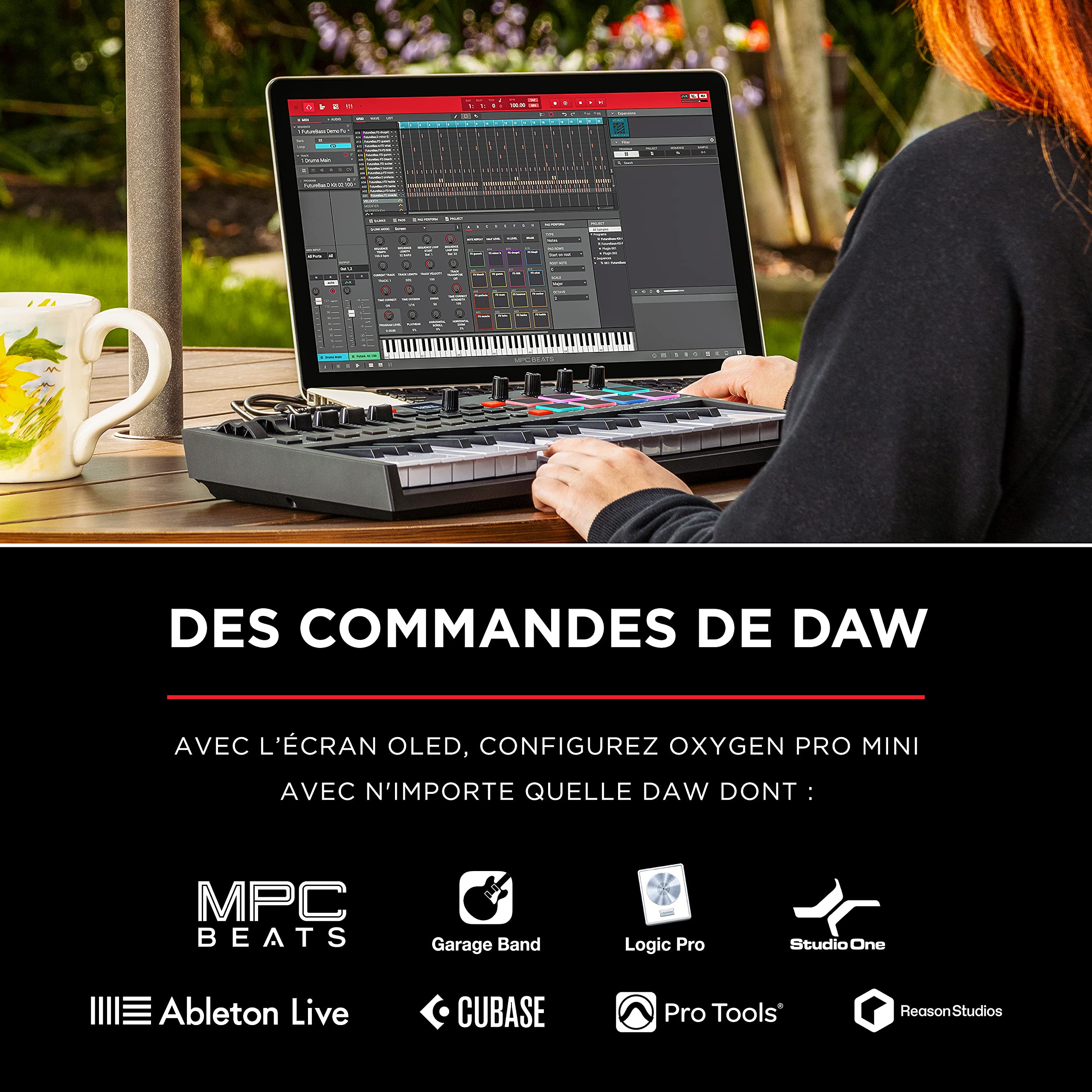 M-AUDIO Oxygen Pro Mini clavier contrôleur MIDI USB 32 touches avec Beat Pads, faders assignables, NKS Integration