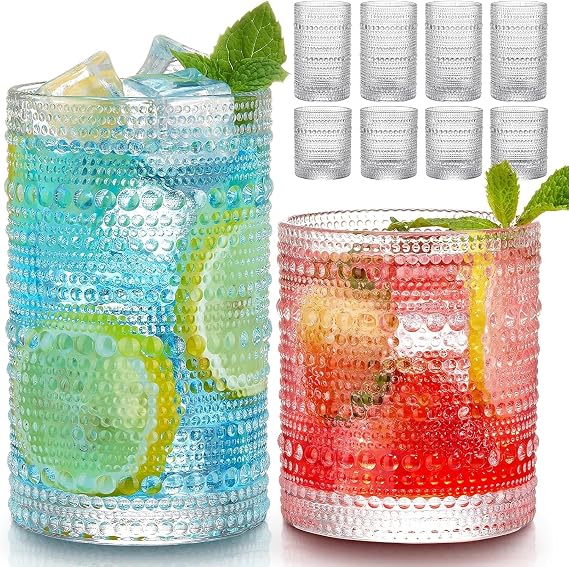Vintage Hobnail Drinking Glasses Set of 8