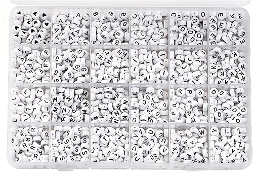 Miniatura 6 de Incraftables Cuentas de vidrio agrietado, 24 colores, 1100 cuentas redondas de 0.236 pulgadas y 1200 cuentas de letras redondas para fabricación de