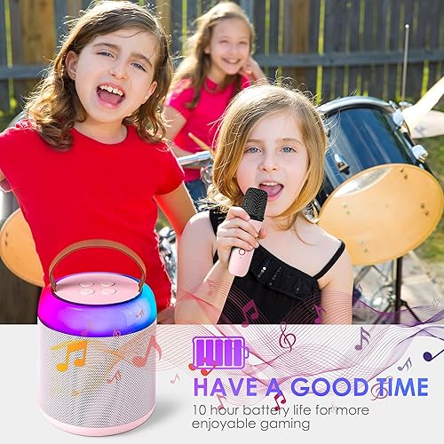 Miniatura 7 de Mini máquina de karaoke con 1 micrófonos inalámbricos para niños y adultos, altavoz Bluetooth portátil de juguete para niñas y niños de 2, 4, 5, 6,