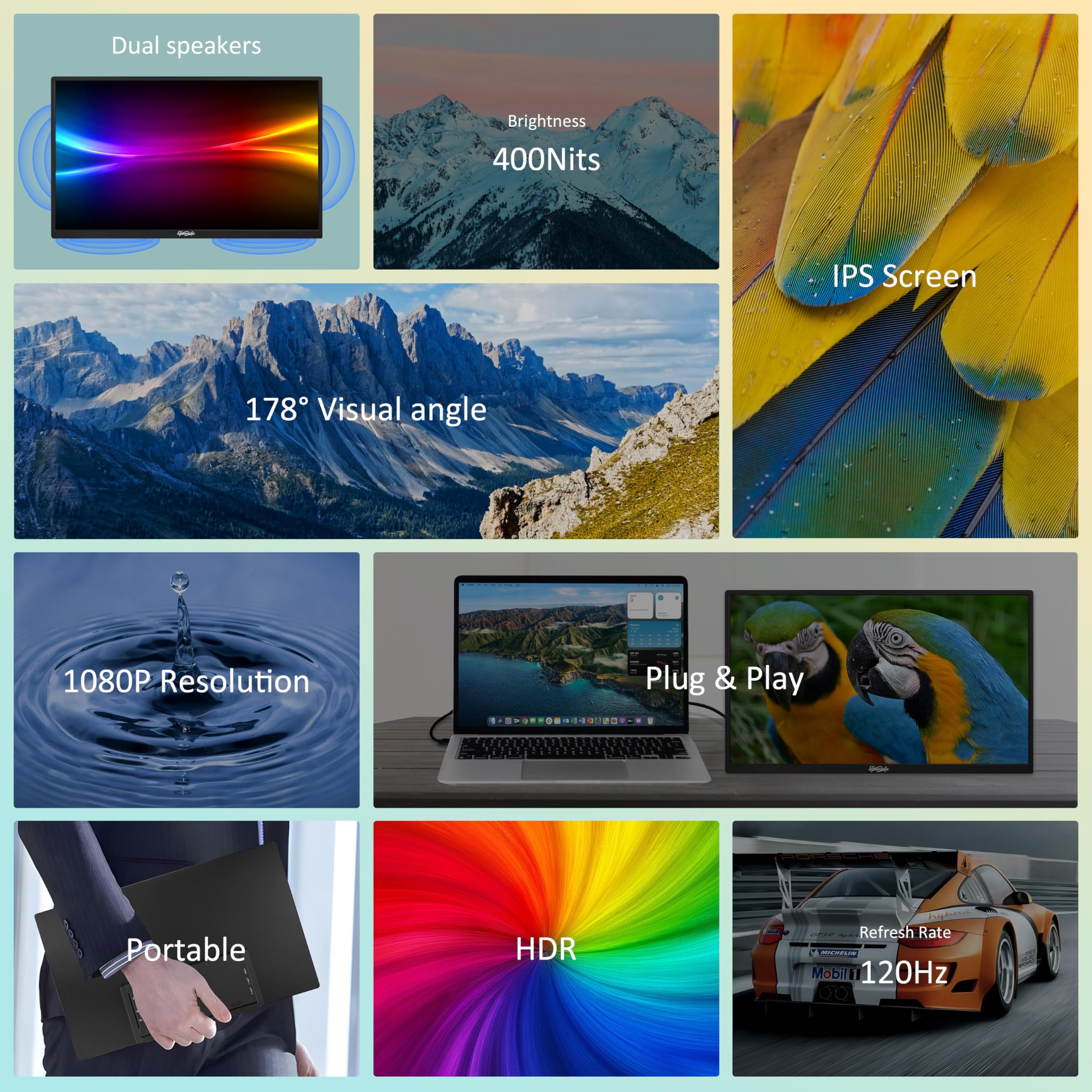 Amazon.com: Tpsmtdis 18.5inch Portable Monitor, Laptop Monitors