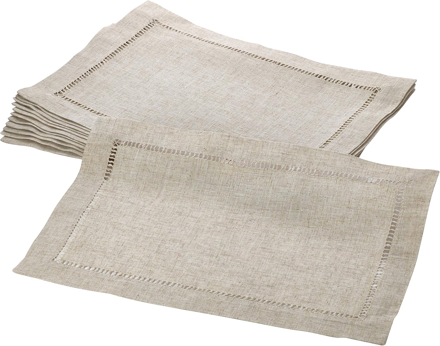 Toscana Collection Linen Blend Hemstitched Placemat (Set of 12)