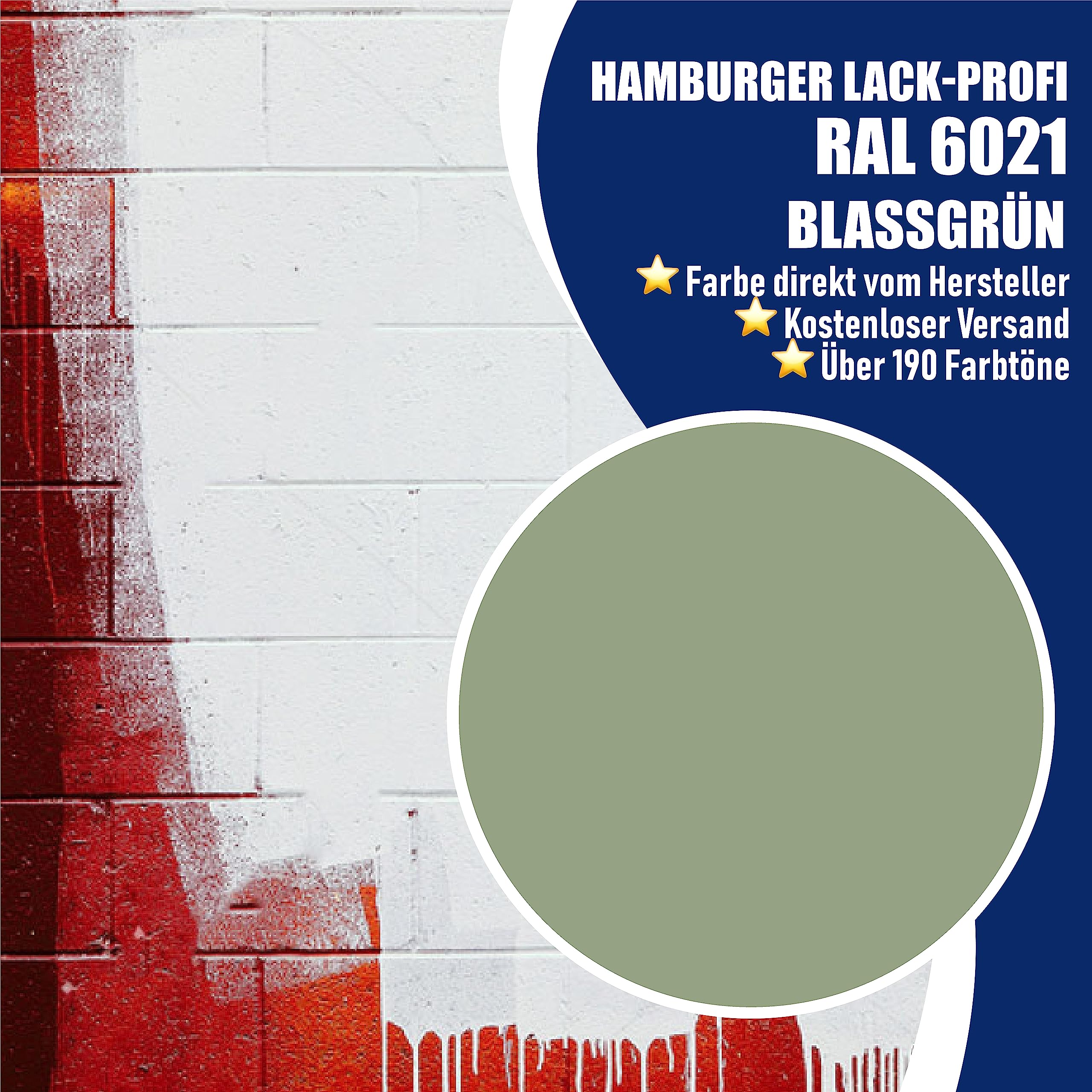 Hamburger Lack-Profi Betonfarbe SEIDENMATT Blassgrün RAL 6021 Grün Bodenfarbe Bodenbeschichtung Betonbeschichtung Fassadenfarbe (2,5 L)
