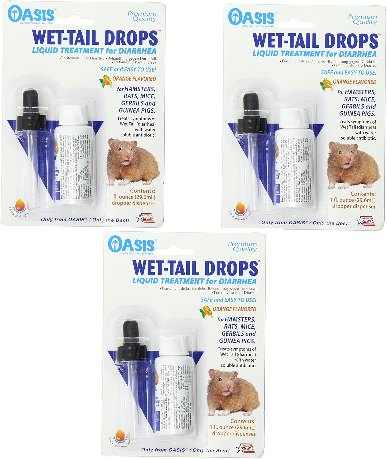 Kordon (3 Pack) Oasis Wet Tail Drops- Liquid Treatment for Diarrhea, 1-Ounce