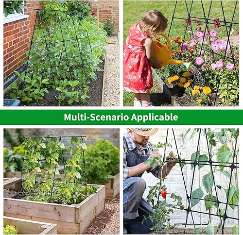 Miniatura 7 de Enrejado de pepino de jardín para plantas trepadoras al aire libre, marco A de 50 x 48 pulgadas, enrejado de pepino para cama elevada de jardín,