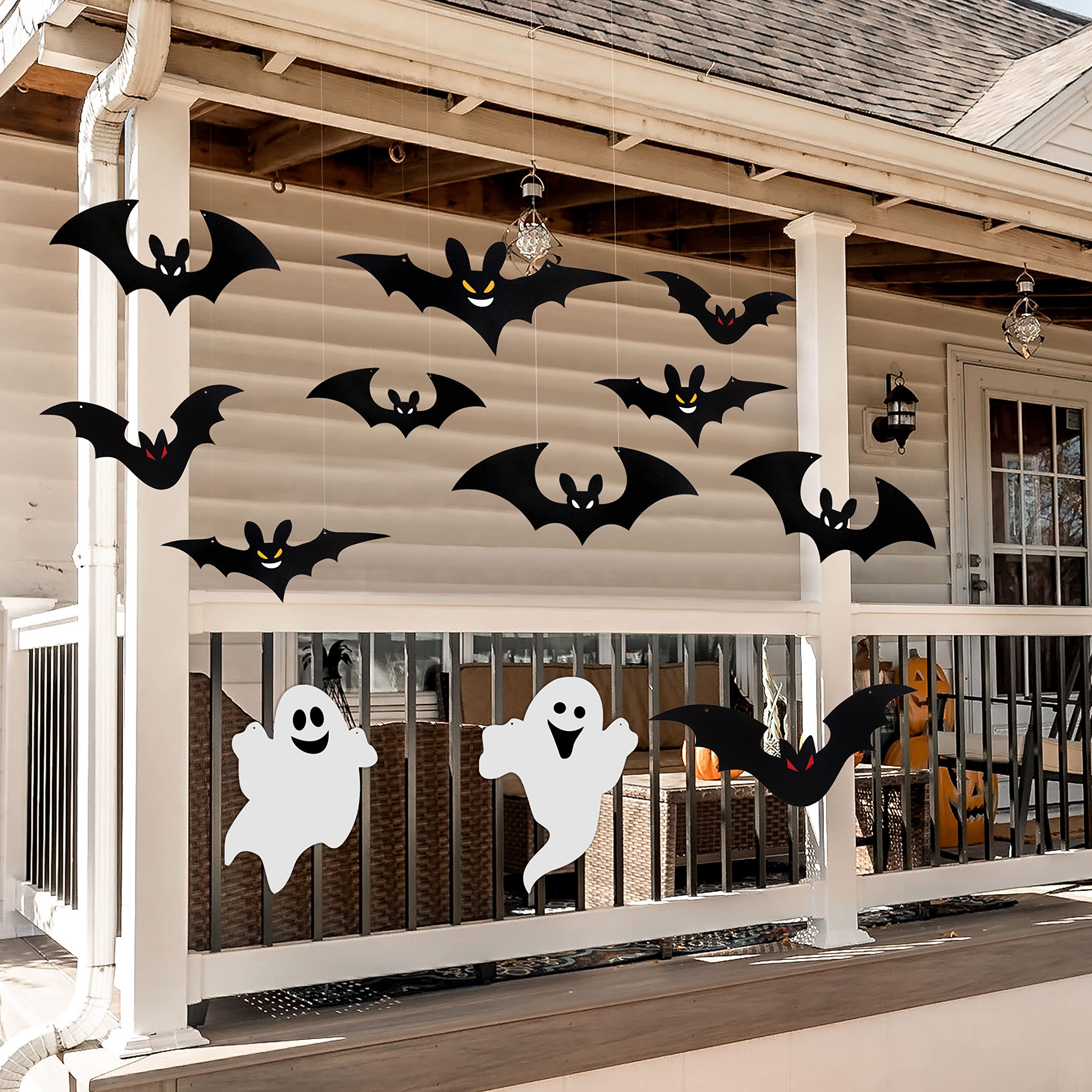JAWO Halloween-Duschvorhang – Geister, Kürbisse, Fledermäuse Design, 170 X 177 Cm, Aus Polyester Mit Haken