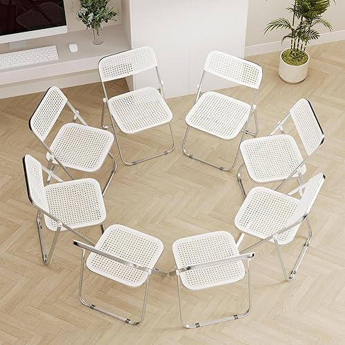 Miniatura 12 de Paquete de 6 sillas plegables de plástico plegables y portátiles, sillas de fiesta portátiles para interiores y exteriores, asientos comerciales