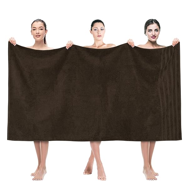 American Soft Linen 35x70 Jumbo Large Bath Towels, 600 GSM 100% Cotton Turkish Bath Sheet, Oversized Luxury Bath Towels for Bathroom Beach and Pool, Brown