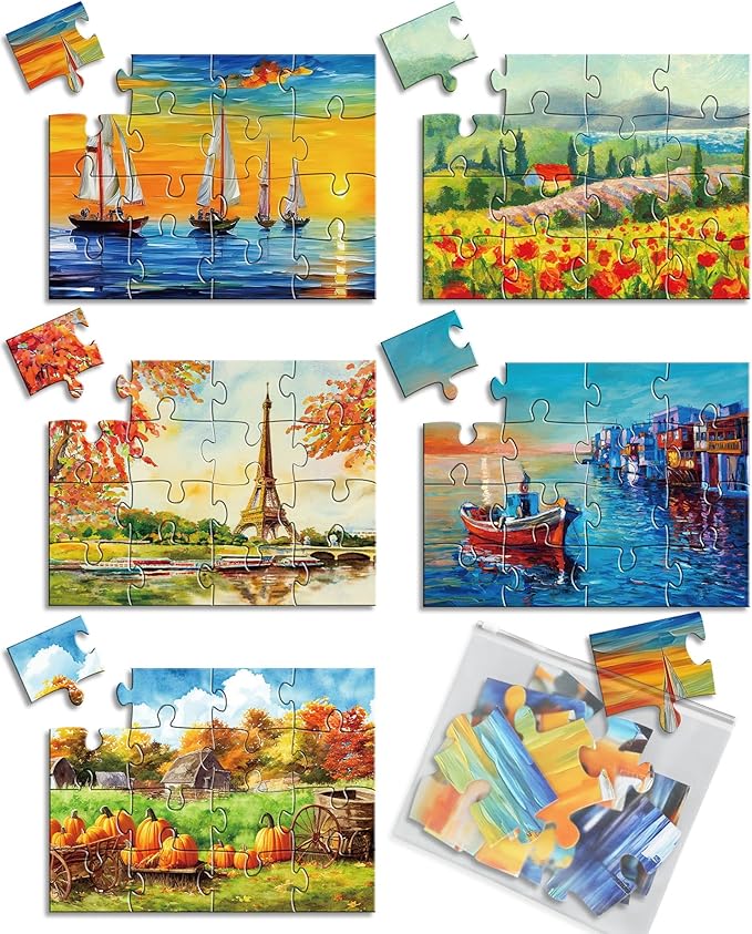5 Packs 16 Piece Large Jigsaw Puzzles for Elderly Dementia