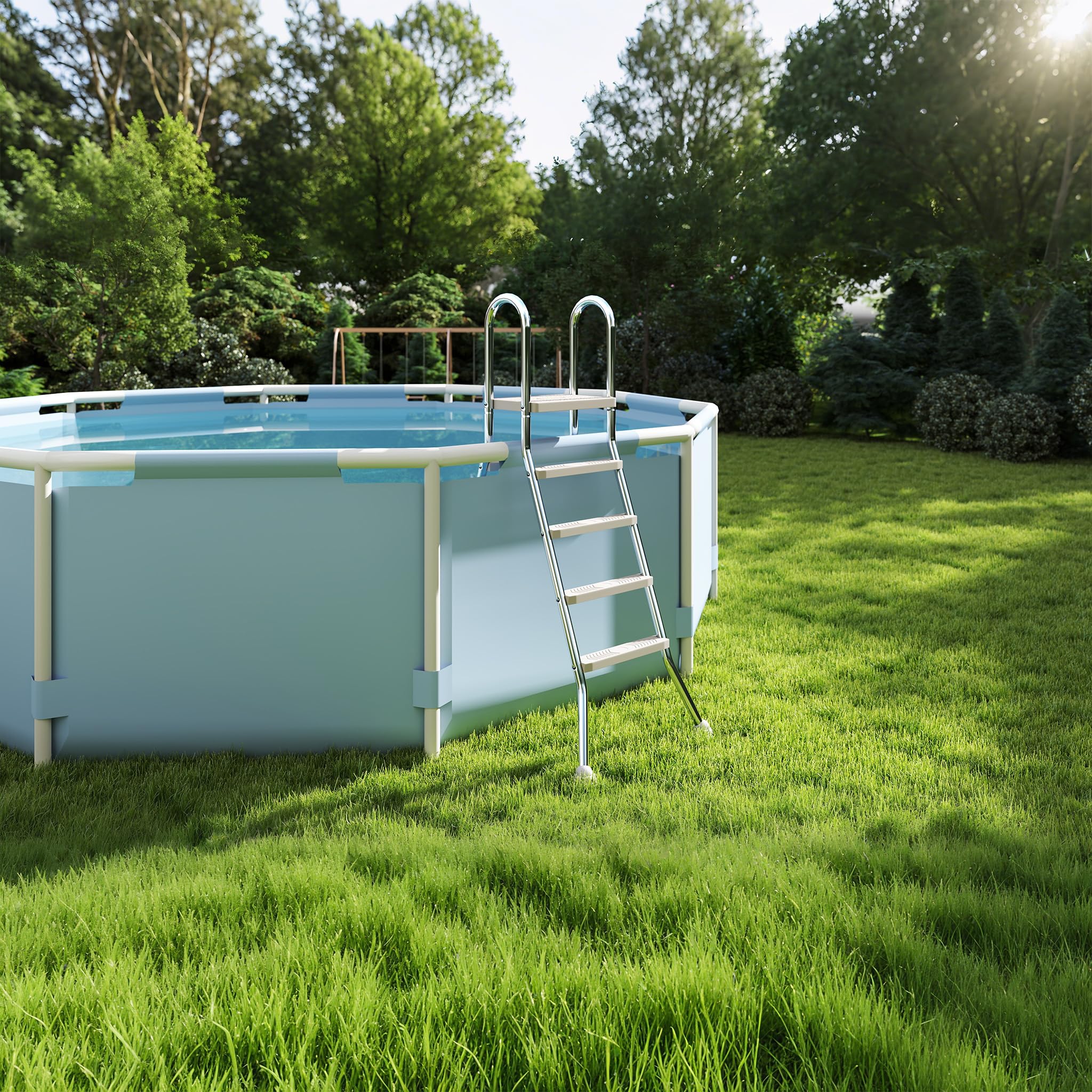 FIVMEN Scala per piscina in acciaio inox, 4 livelli, 140 cm, scala di sicurezza per piscina con pedali e piedi antiscivolo