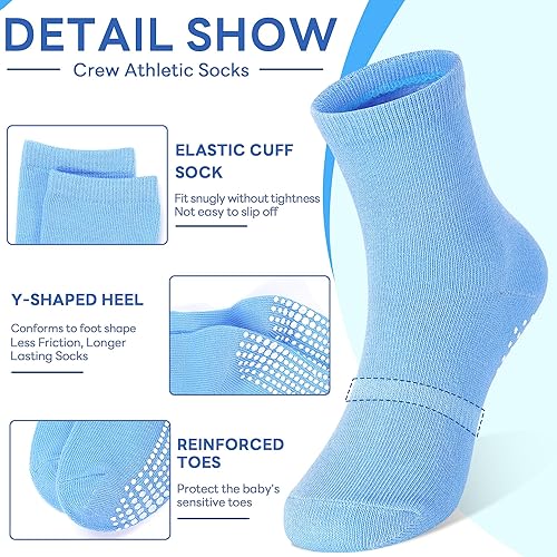 Miniatura 2 de Tphon Calcetines para Niños Pequeños, Calcetines Antideslizantes para Bebés para Niños y Niñas, 12 Pares de Calcetines para Niños Infantes de 6M-10