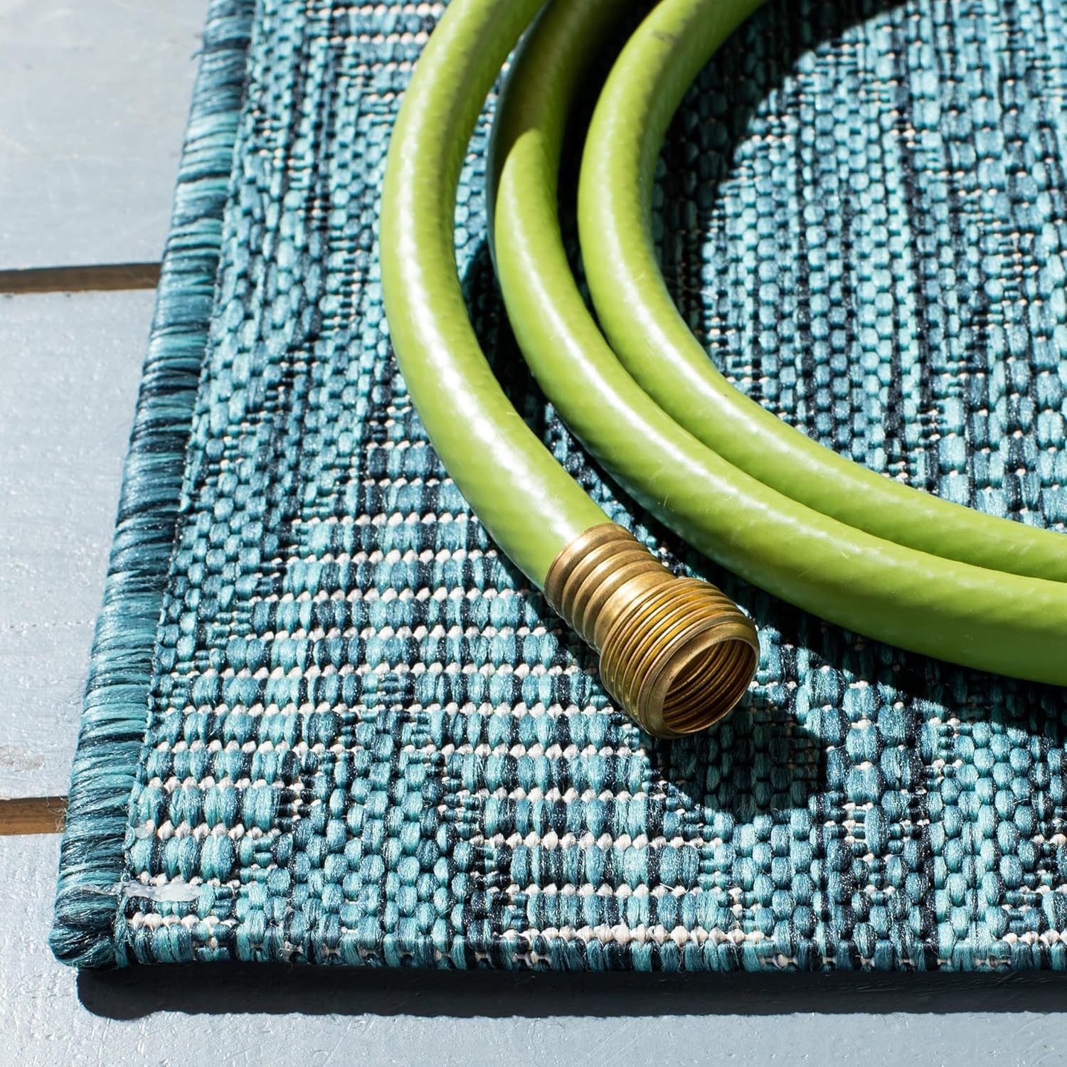 SAFAVIEH Courtyard Collection 9' x 12' Turquoise/Blue CY8522 Indoor/-Outdoor Waterproof Easy-Cleaning Patio Backyard Mudroom Area-Rug