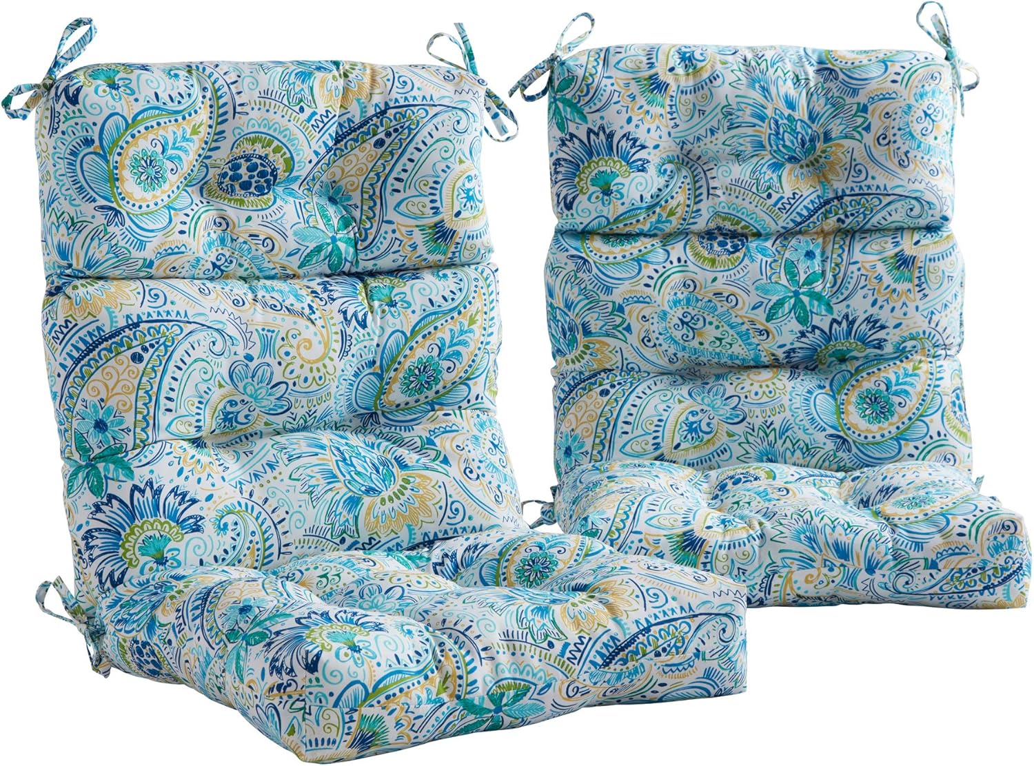 South Pine Porch Outdoor High-Back Chair Cushion, Baltic Paisley 2 Count