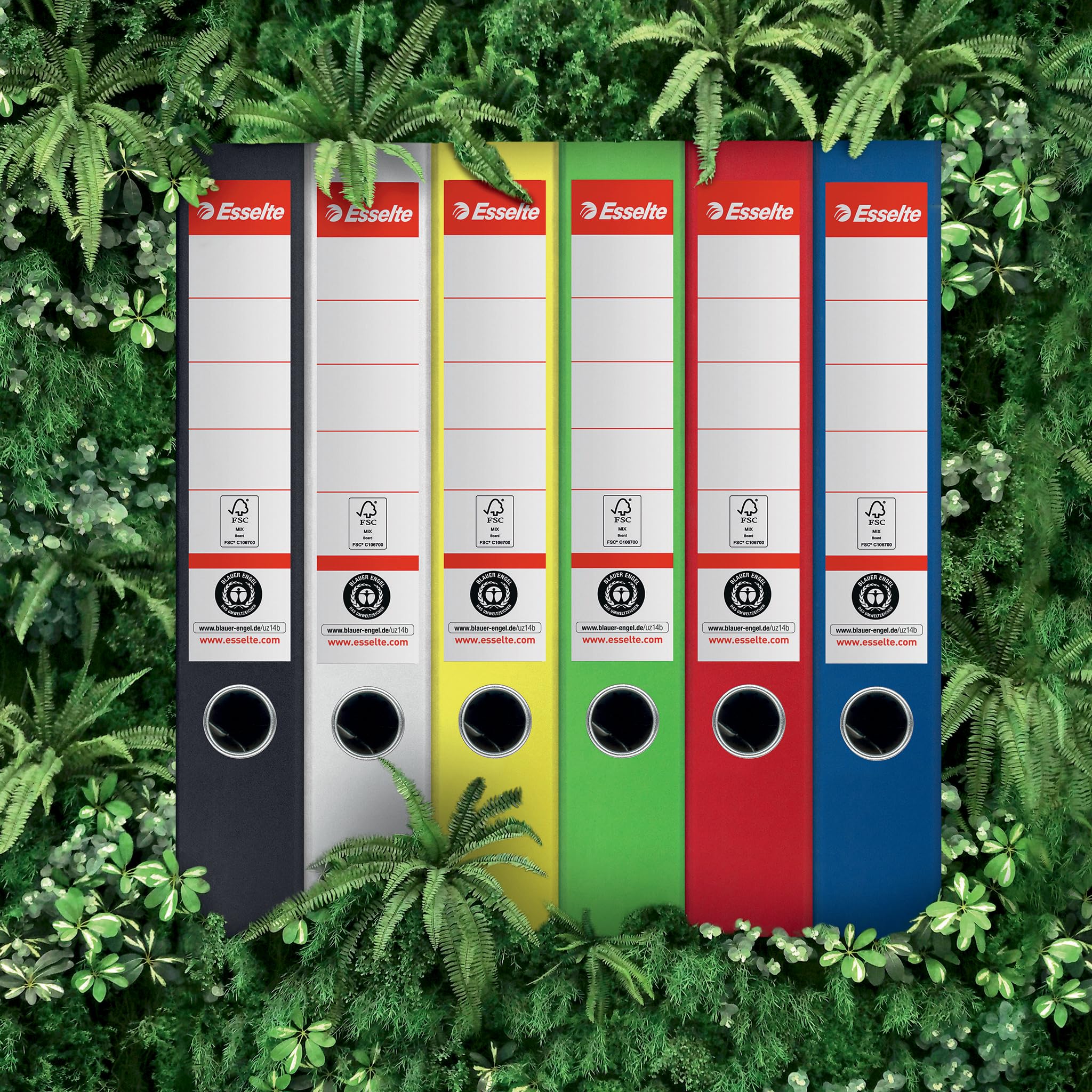Esselte Raccoglitore a leva, capacità 350 fogli A4 (80 g/m²), 100% carta riciclata, nero, 627576