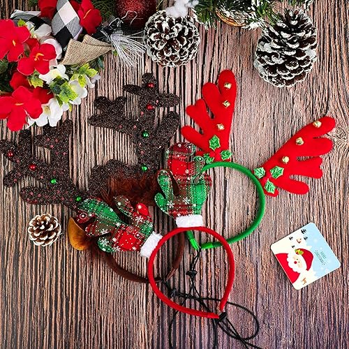 Miniatura 7 de Aneco Paquete de 3 diademas de Navidad para perro, diseño de reno de Navidad, accesorios para disfraz de mascota