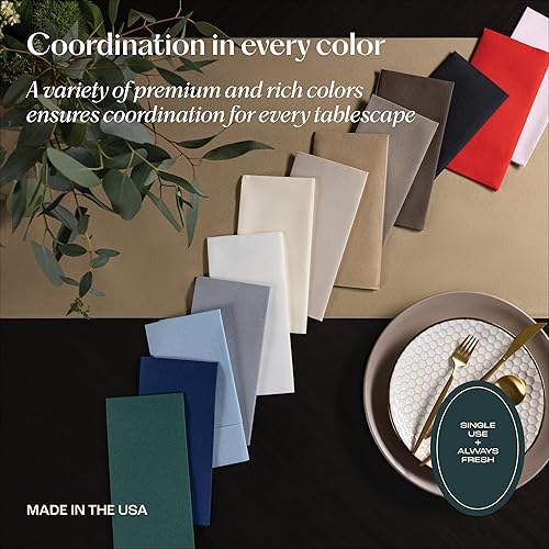 Miniatura 7 de Servilletas desechables de lino con bolsillo integrado para cubiertos, paquete de 50 unidades, color rojo, como servilletas de papel para bodas,