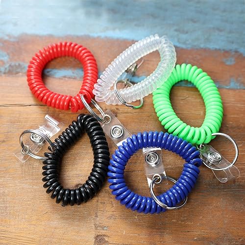 Miniatura 4 de Specailist ID - Soporte para insignia de bobina de muñeca, elástico en espiral de alta calidad, llaveros y llavero, Variado