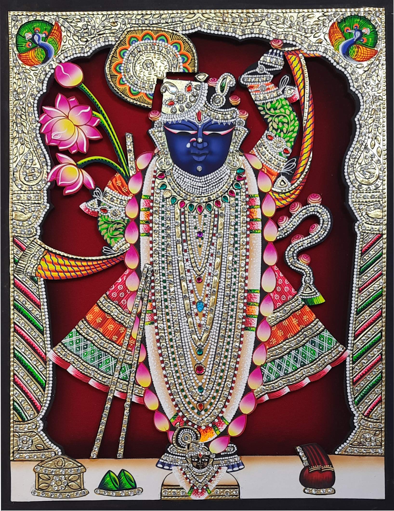 Buy Shreenathji Shrinathji Rajbhog Hand Wood Painting Gold Leaf Extra