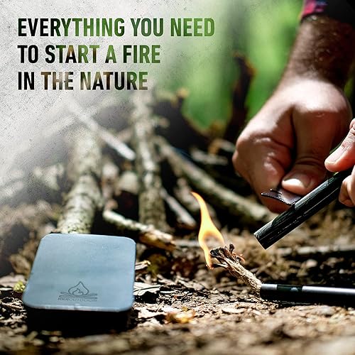 Miniatura 4 de Ferro Rod Flint Fire Starter Kit + Fuelle de mecha de yesca con caja deslizante  Varilla ferro de 4 pulgadas de largo y 12 pulgada de grosor con