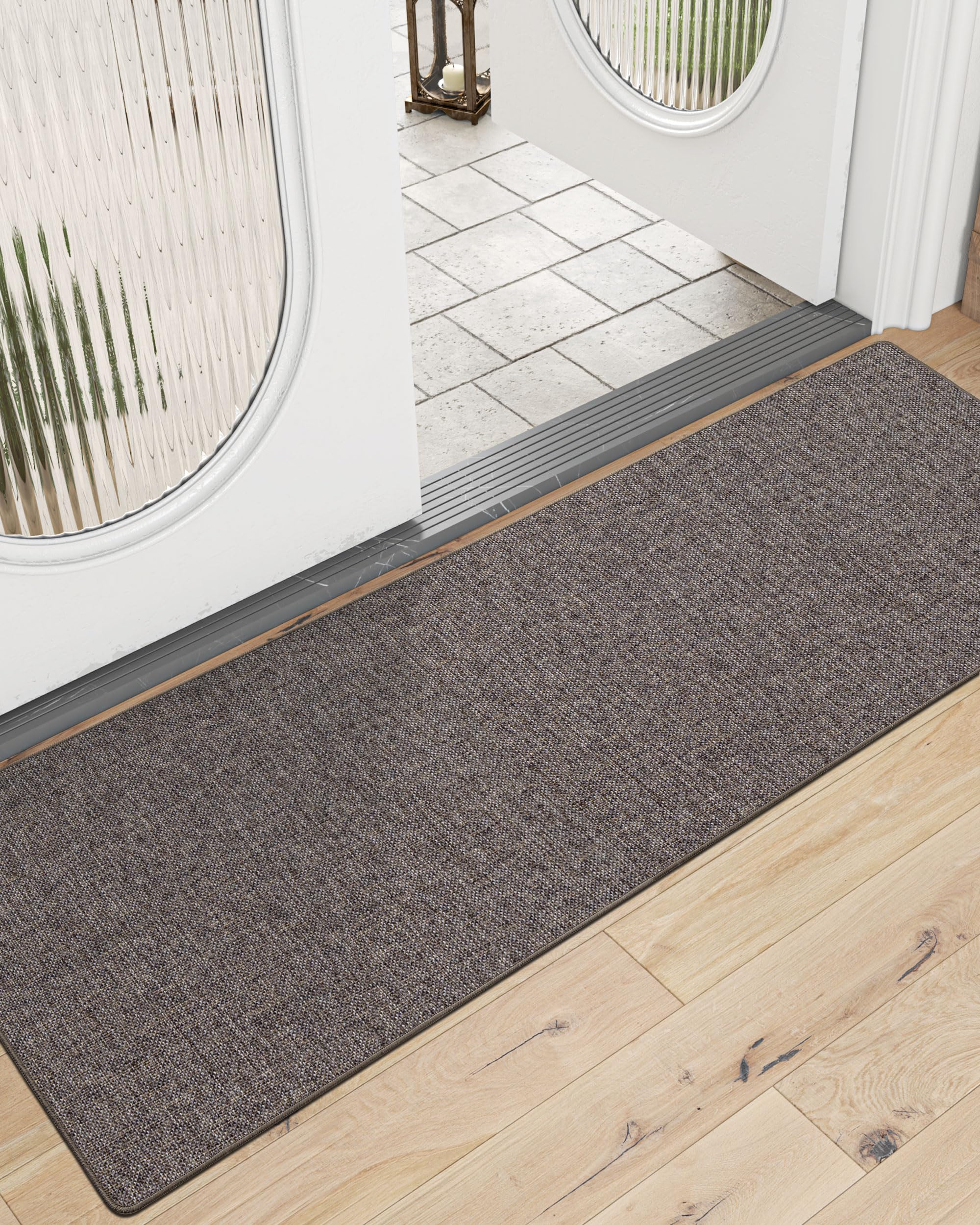 Indoor Door Mat, Non Slip Rubber Backing Ultra Thin Door Mat, Easy Clean Low Profile Door Mats for Inside House, Patio, Brown 18"x59" ( similar)
