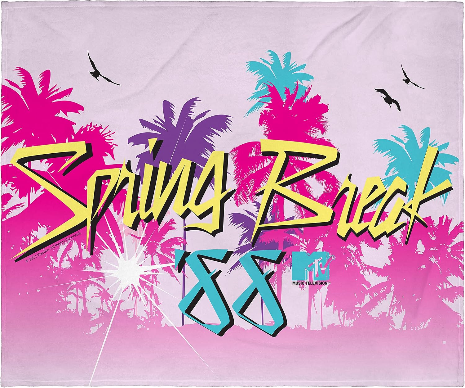 INTIMO MTV Music Television Spring Break '88 Logo Plush Fleece Throw Blanket Wall Scroll