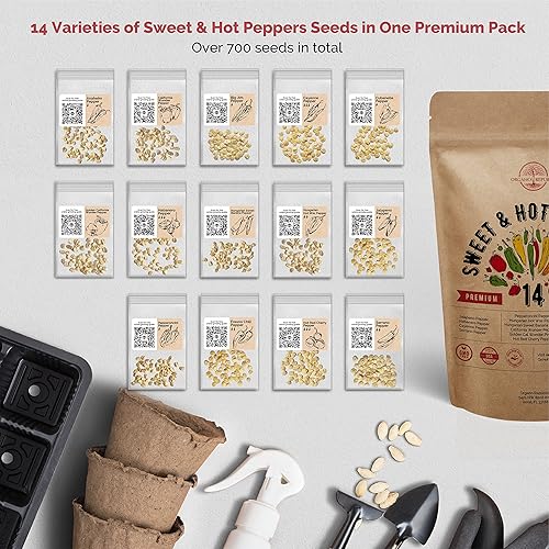 Miniatura 4 de Paquete de 14 semillas de germinación de pimiento dulce y picante y rúcula y microgreens, semillas de reliquia sin OMG para plantar en interiores y