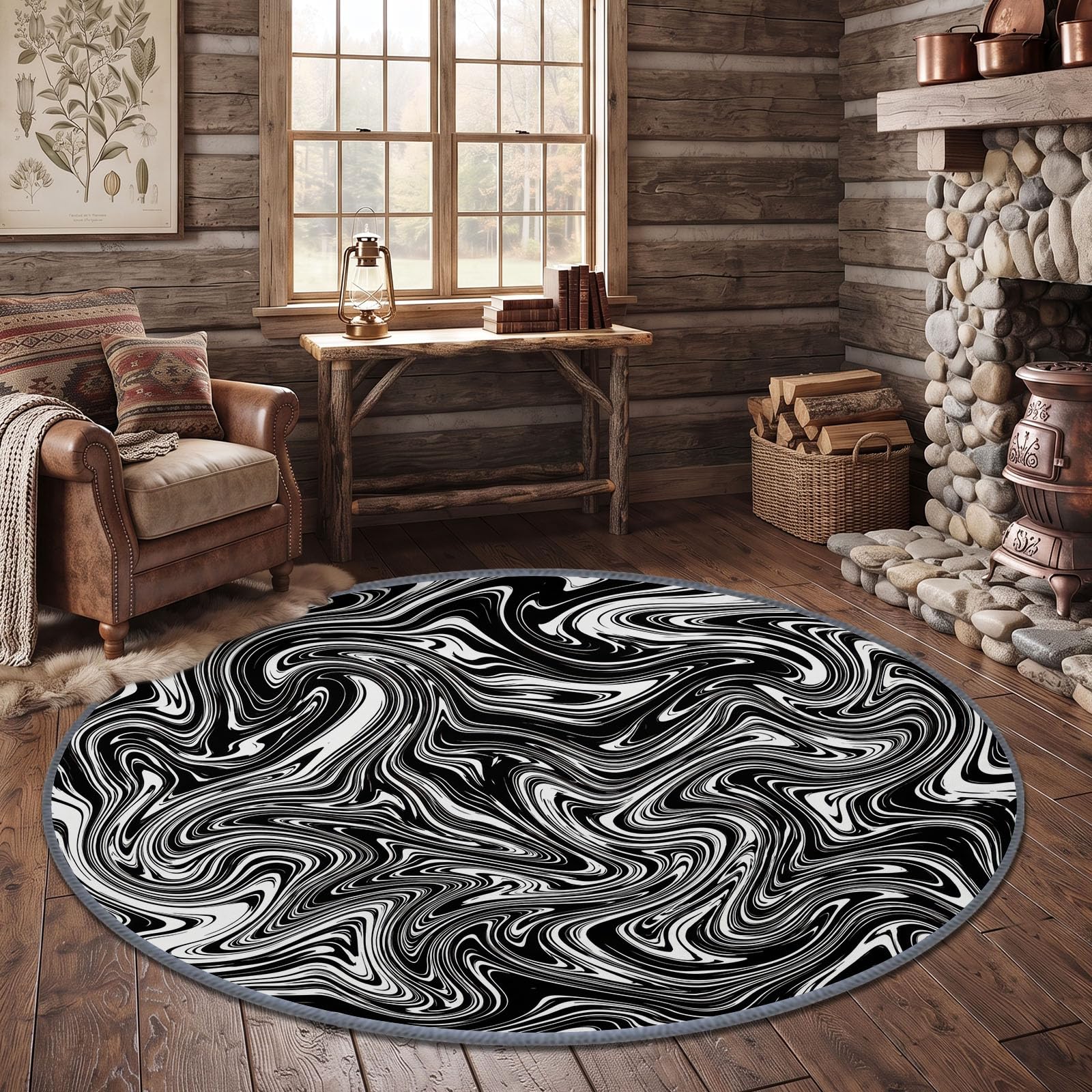 Generisch Rund Teppich Schlafzimmer 3D Optische Täuschung Striped Erwachsener Kind Wohnzimmer rutschfeste Flauschiger Rund Teppich Waschbar Industrieller Stil Flanell Teppiche 140 cm
