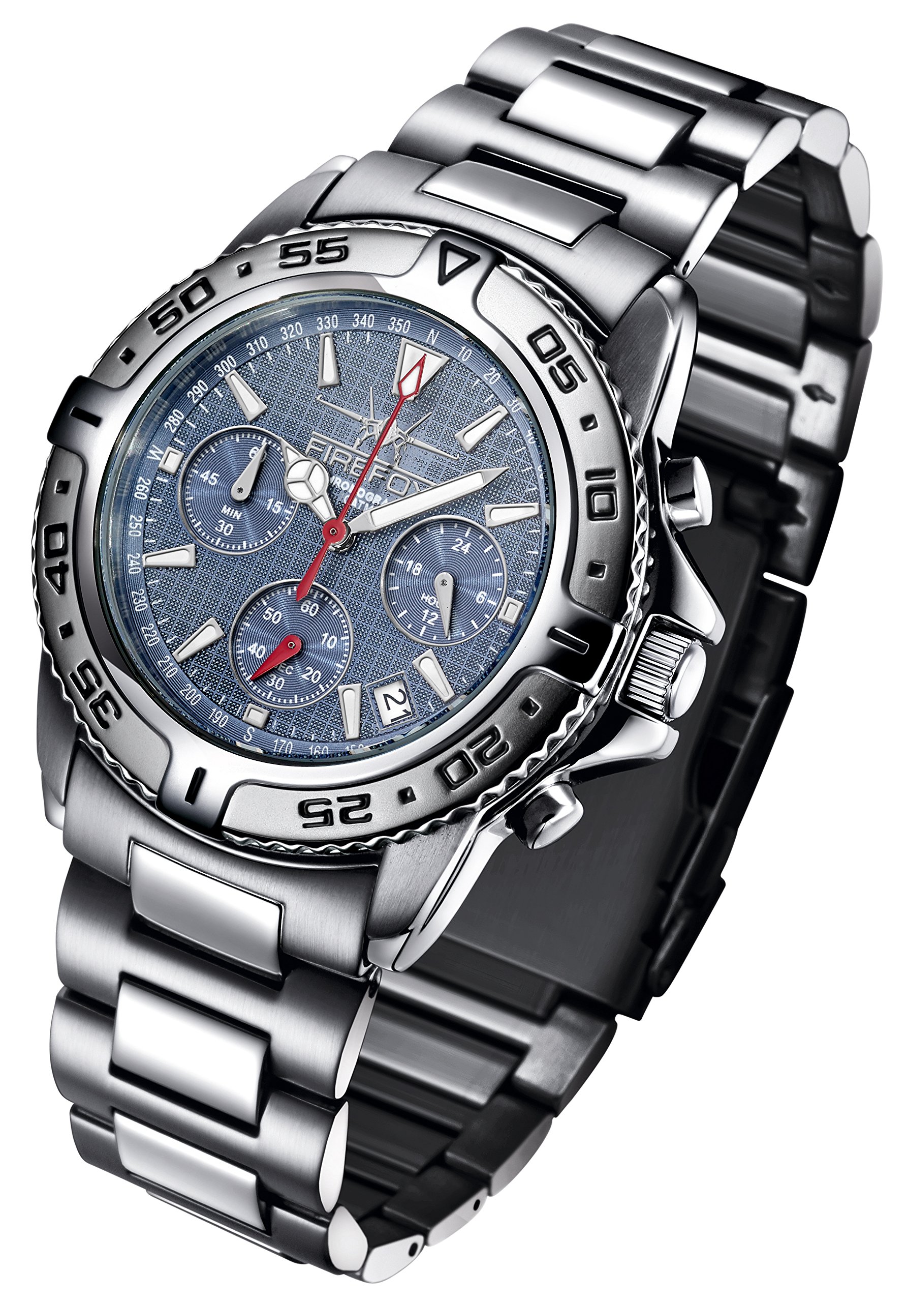 FIREFOX Destroyer FFS01-103 blau Chronograph massiv Edelstahl Sicherheitsschließe Herrenuhr Armbanduhr 10 ATM Prüfdruck