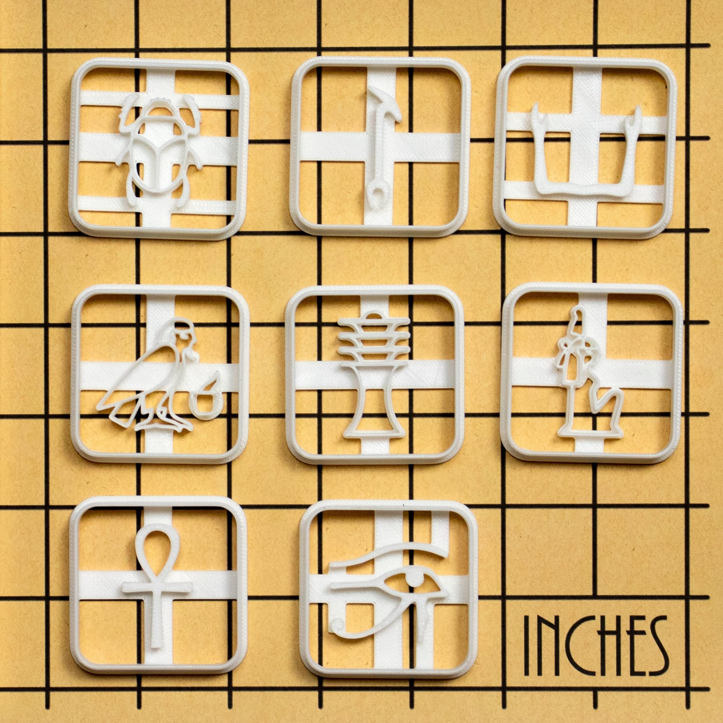 8er Set Ägyptische Hieroglyphen Ausstechformen, 8 Teile, Bakerlogy