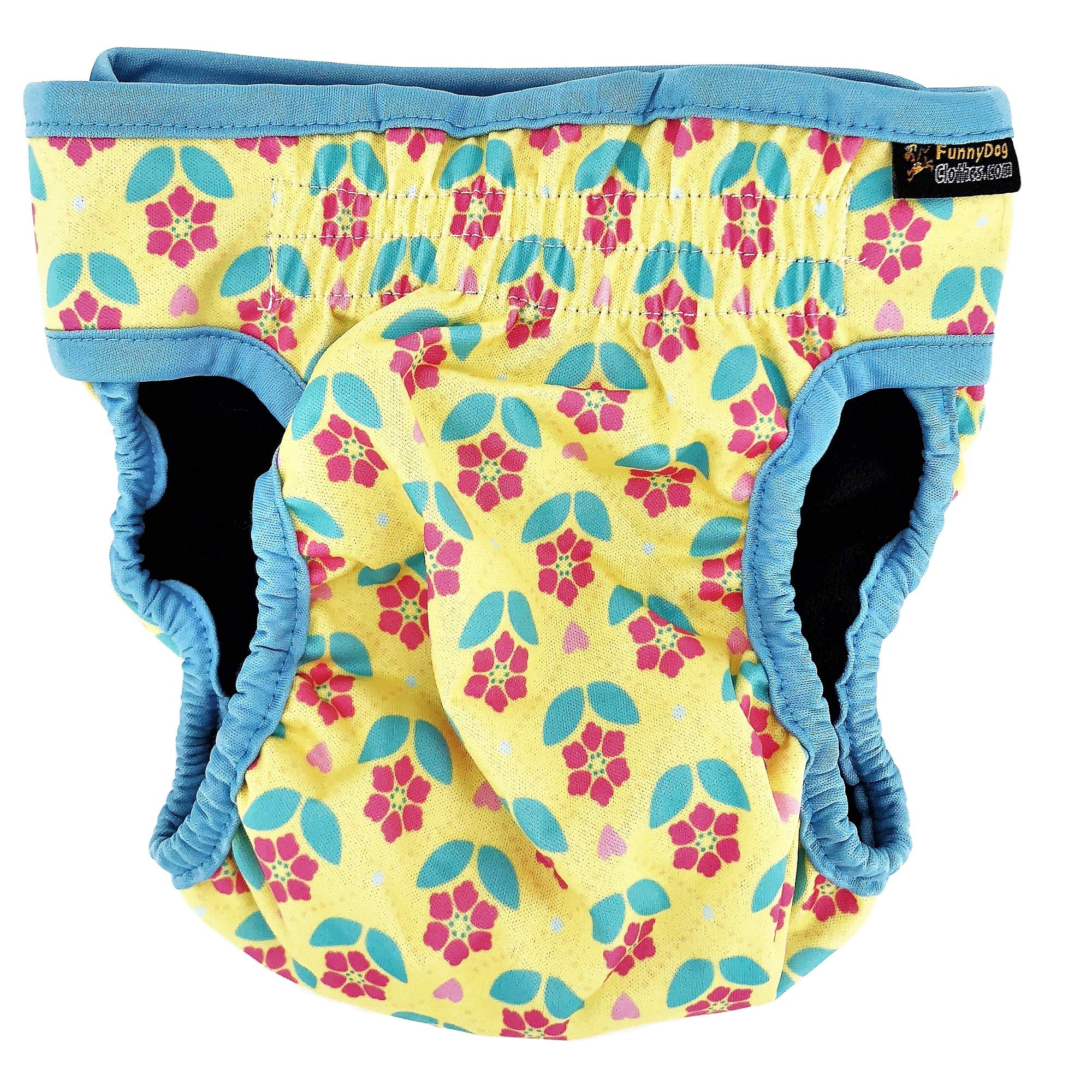 Opakowanie 3 pieluch dla kobiet z 4 warstwami chłonnych wkładek majtki dla kotów wodoodporne szczelne nadające się do prania (S: talia 30 cm - 40 cm, neonowy wzór)