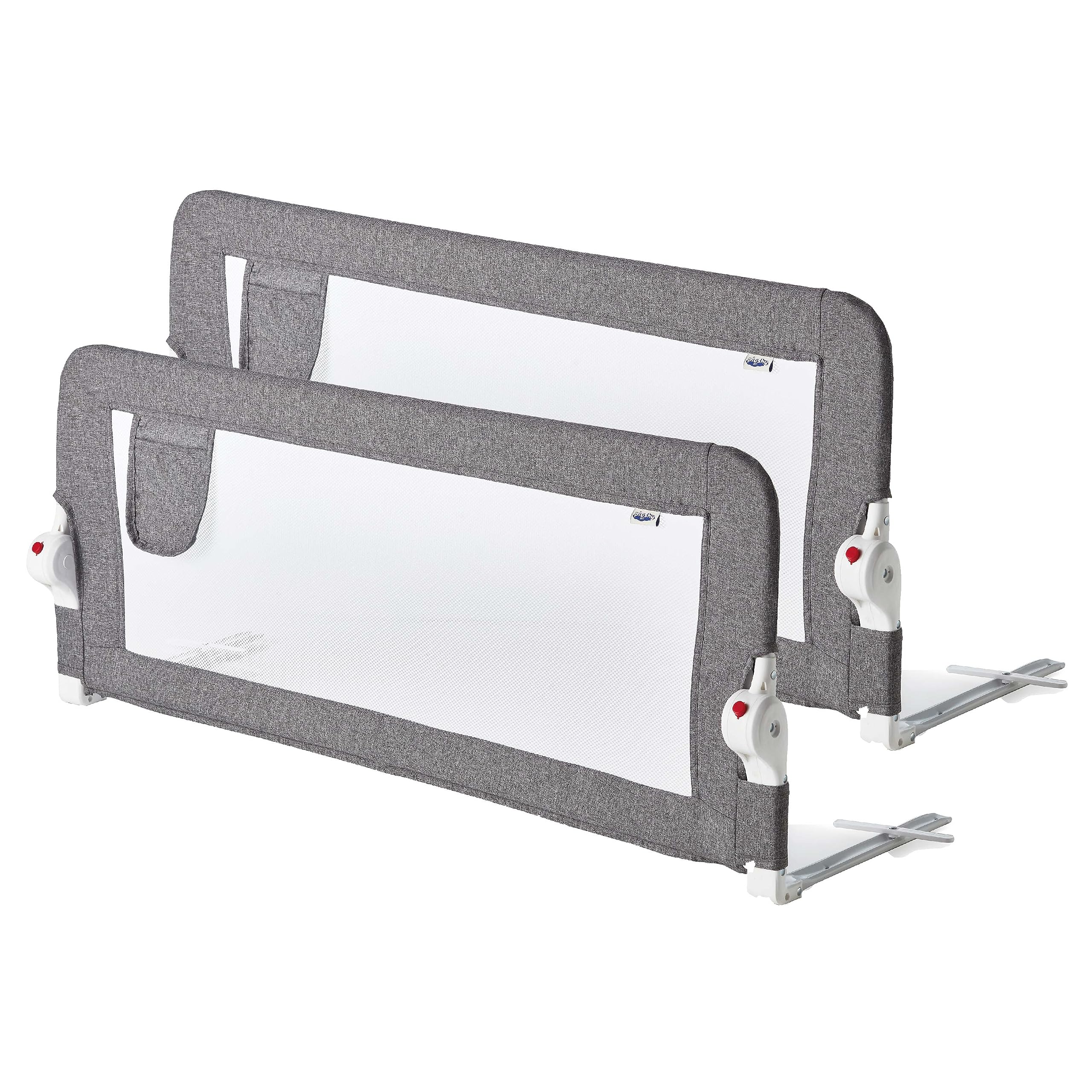 2 Pack Bed Rail for Toddlers, Foldable & Extra Long, Safety Crib Rail Guard with Reinforced Anchor Safety, Swing Down Bed Rails for Queen Bed, Full Size Double & King Bed (Grey, 47inch)