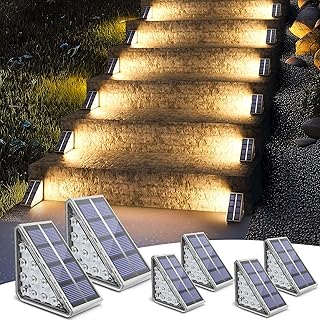 NIORSUN Solar Stair Lights Outdoor Waterproof IP67,6 Pack Solar Step Lights for Outside Auto