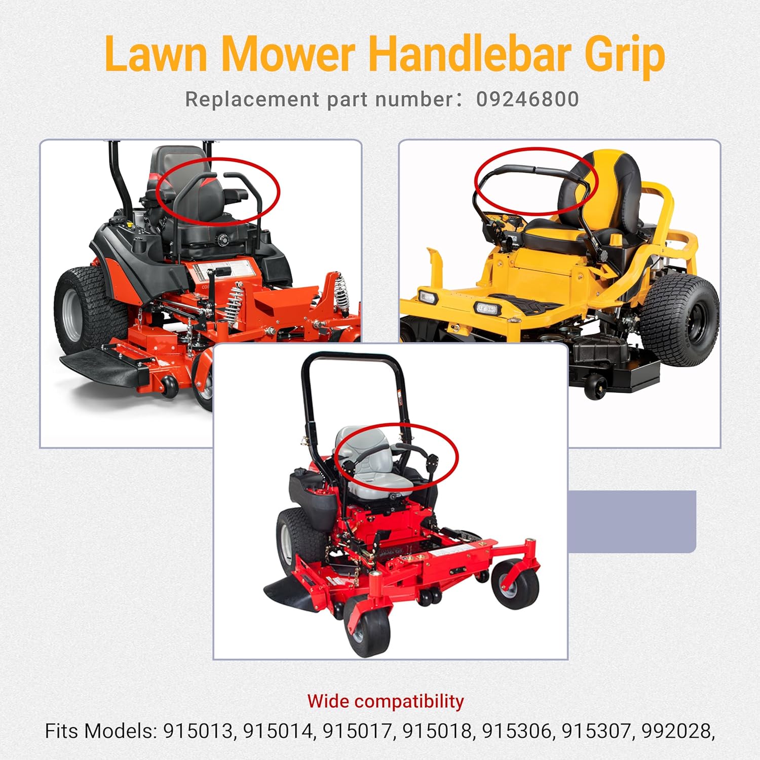 Replacement Lawn Mower Handlebar Grip 09246800 Fits Ariens Gravely Zoom Pro-Master XDZ Lawn Mowers 42"-72" (Set of 2)