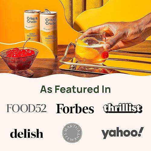 Miniatura 5 de Crisp & Crude Gold Fashioned  Cóctel enlatado sin alcohol  Terpenos botánicos  Bajo en calorías, bajo en azúcar, vegano, keto, sin gluten, seguro