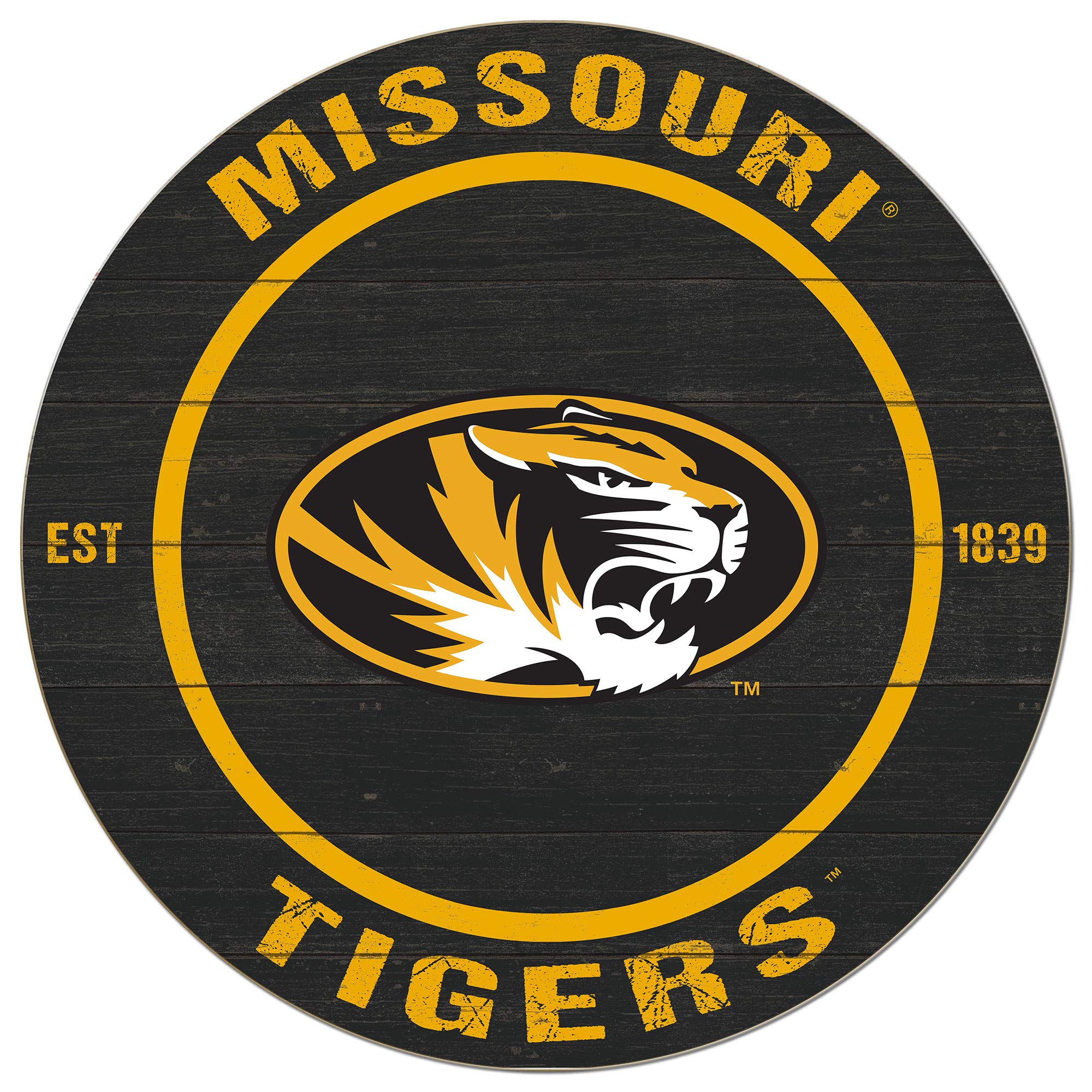 KH Sports Fan Missouri Tigers Colored Circle Sign, 20x20 Inches, Tigers Decor for Dorm Room, Bedroom, Fan Cave, Living Room; Display Your Team Spirit