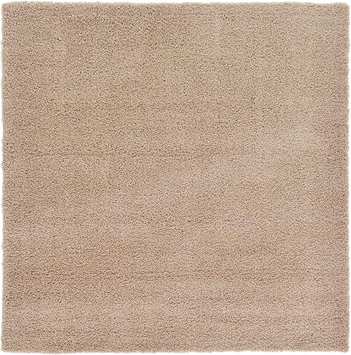 Miniatura 3 de Unique Loom Colección Solid Shag - Alfombra de área para el piso (7 pies 10 pulgadas cuadrada, gris pardo)