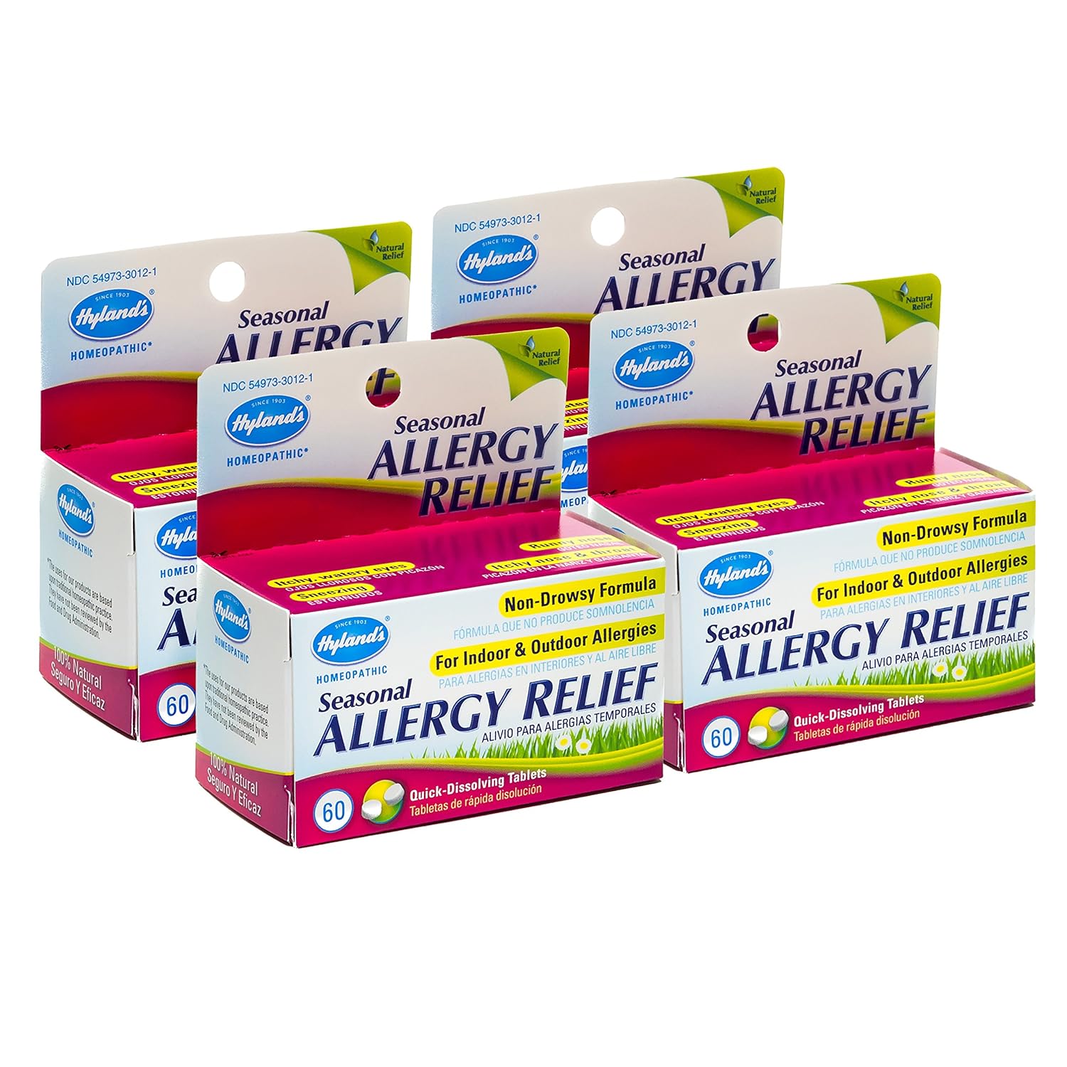 Comprimidos Antialérgicos Hyland's: Alívio Natural Não Sedativo para Alergias Sazonais, 240 Comprimidos Rápidos (Pacote com 4)