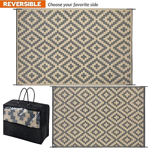 Miniatura 200 de SAND MINE - Alfombras reversibles, alfombra de pajillas de plástico, alfombra de área moderna, alfombra grande para suelo y exteriores, vehículos