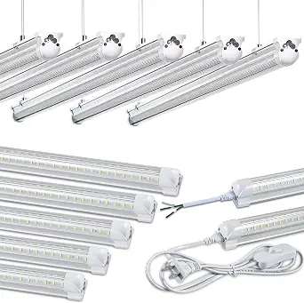 Skymoatled 12-Pack 4FT LED Shop Light Garage Lights, 50W, 6000K, 7500LM, Linkable, Surface/Hanging Mount