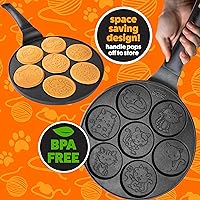 Vista 6 de Kitty Friends Sartén Mini para Panqueques - Haz 7 Diseños Únicos de Panqueques con Forma de Gato, Plancha Antiadherente para Hacer Pasteles
