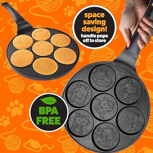 Miniatura 6 de Kitty Friends Mini Panqueque  Hacer 7 diseños únicos de gato de flapjack, bandeja antiadherente para hacer pasteles para el desayuno, diversión y