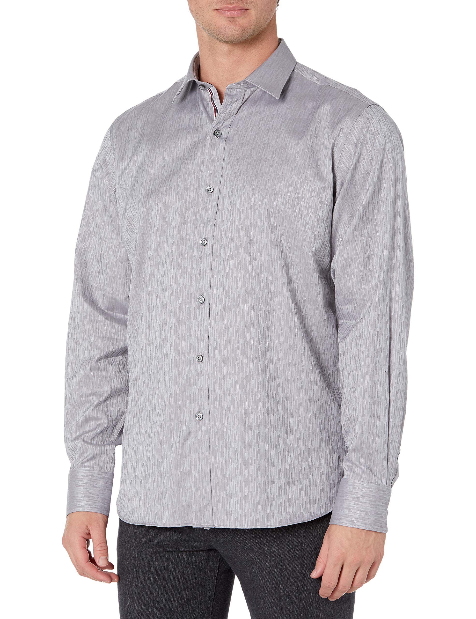 BUGATCHIMen's Long Sleeve Point Collar Classic Woven Button Down Shirt