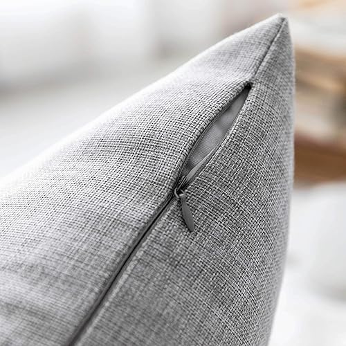 Miniatura 7 de Demetex Juego de 2 fundas de almohada cuadradas de lino gris sólido de 24 x 24 pulgadas, fundas de almohada decorativas con textura de país francés