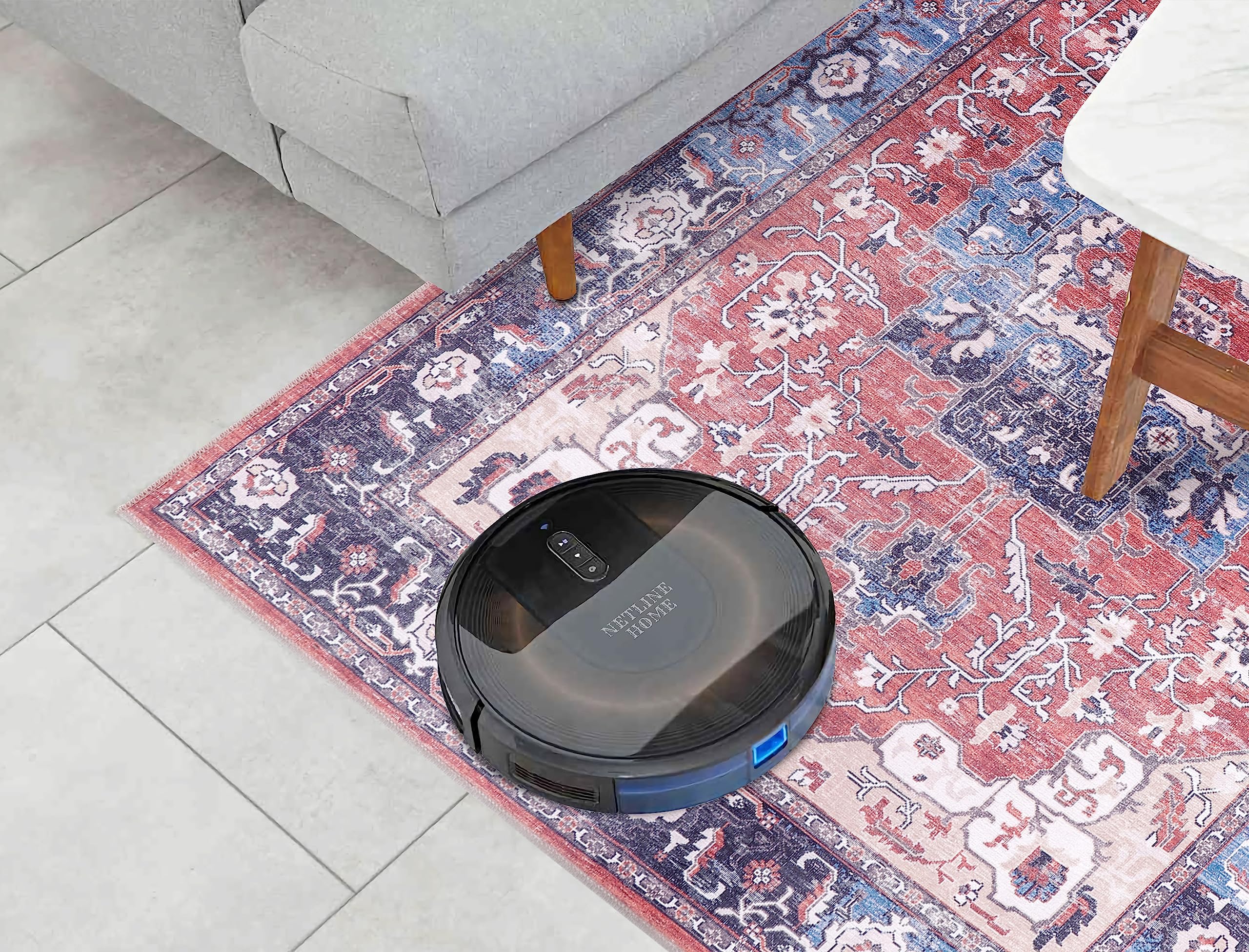 NETLINE HOME Tappeto lavabile in lavatrice | Per Cucina | Adatto Agli Animali Domestici | Design Orientale | Antiscivolo (Rosso Brillante - Grigio Chiaro, 80X150 CM)