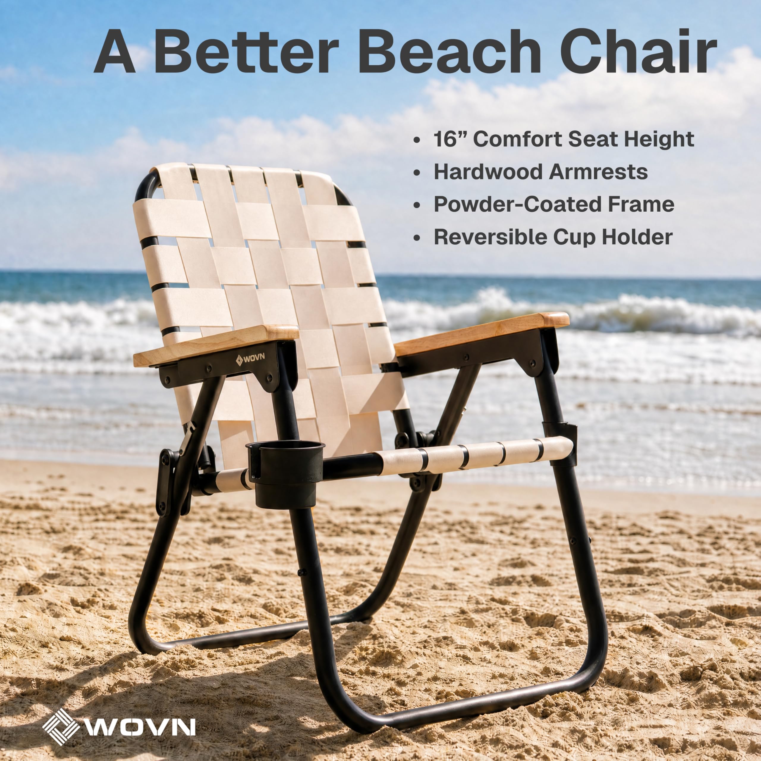 GoSports WOVN Premium Sedie da spiaggia e da campeggio - Sedie pieghevoli per adulti - NATURALE