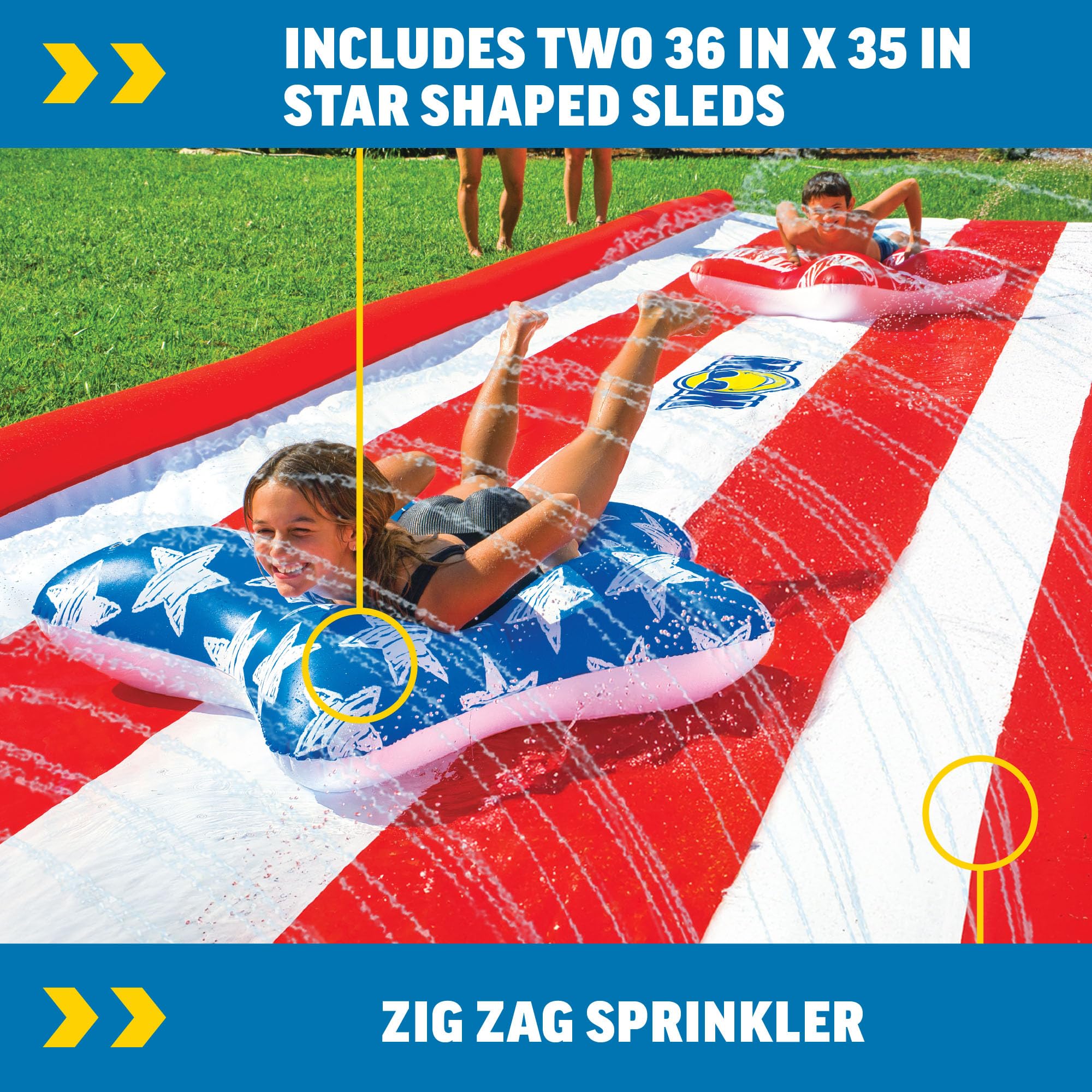 WOW Sports Americana Stars & Stripes Giant Super Slide, Backyard Slip and Slide for Adults and Kids, 40 ft x 8 ft