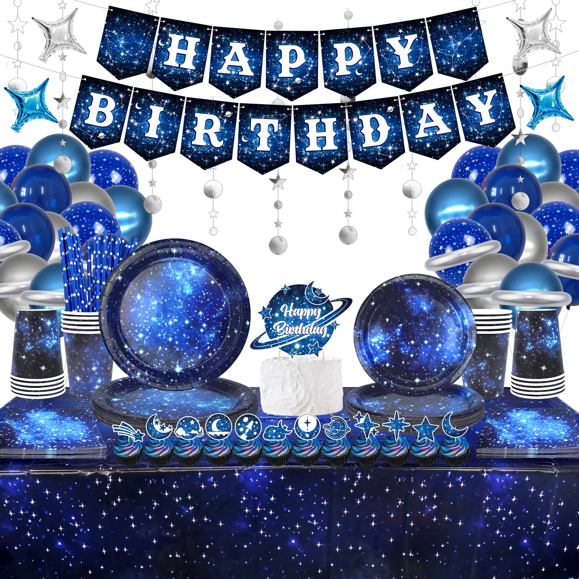 Space Party Plates 220 PCS Outer Space Party Supplies - Solar System ...